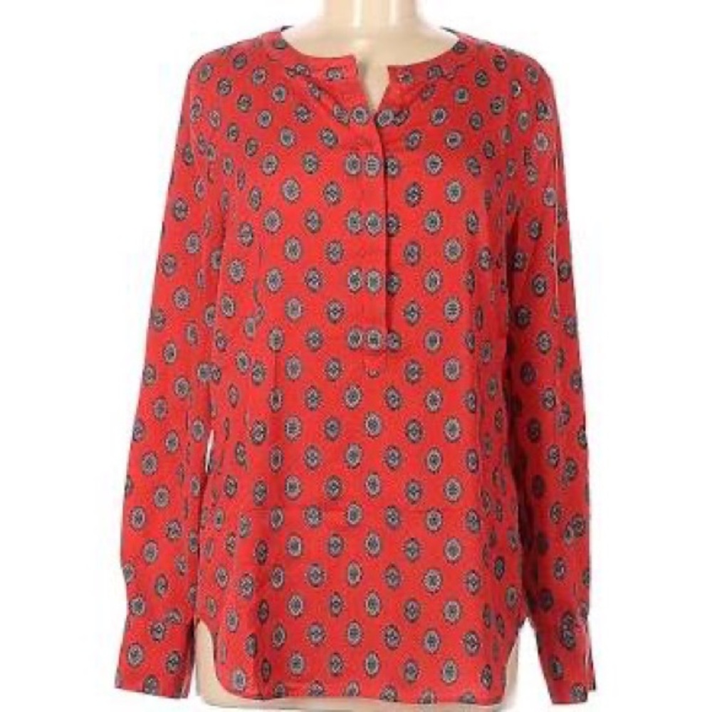 J Crew Orange Medallion Blouse